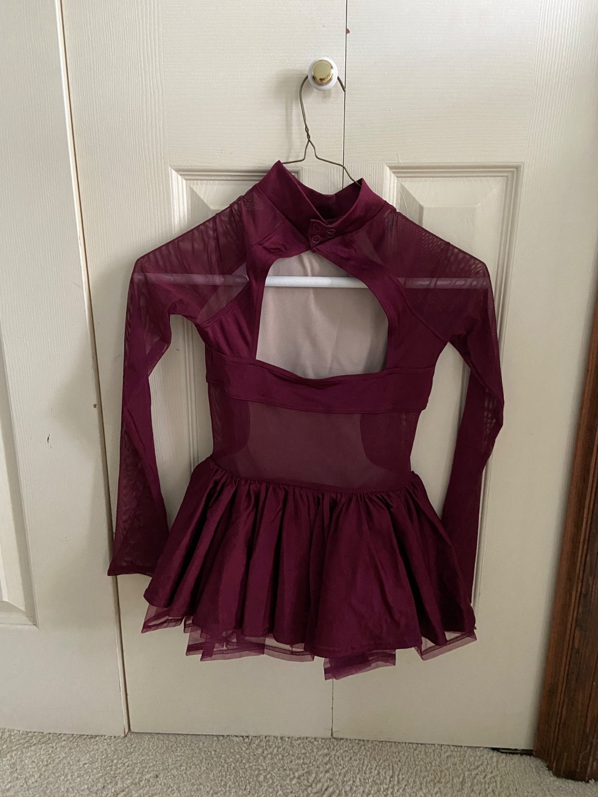 Weissman Balera Lustre Back Bustle Leotard burgundy medium child jazz costume