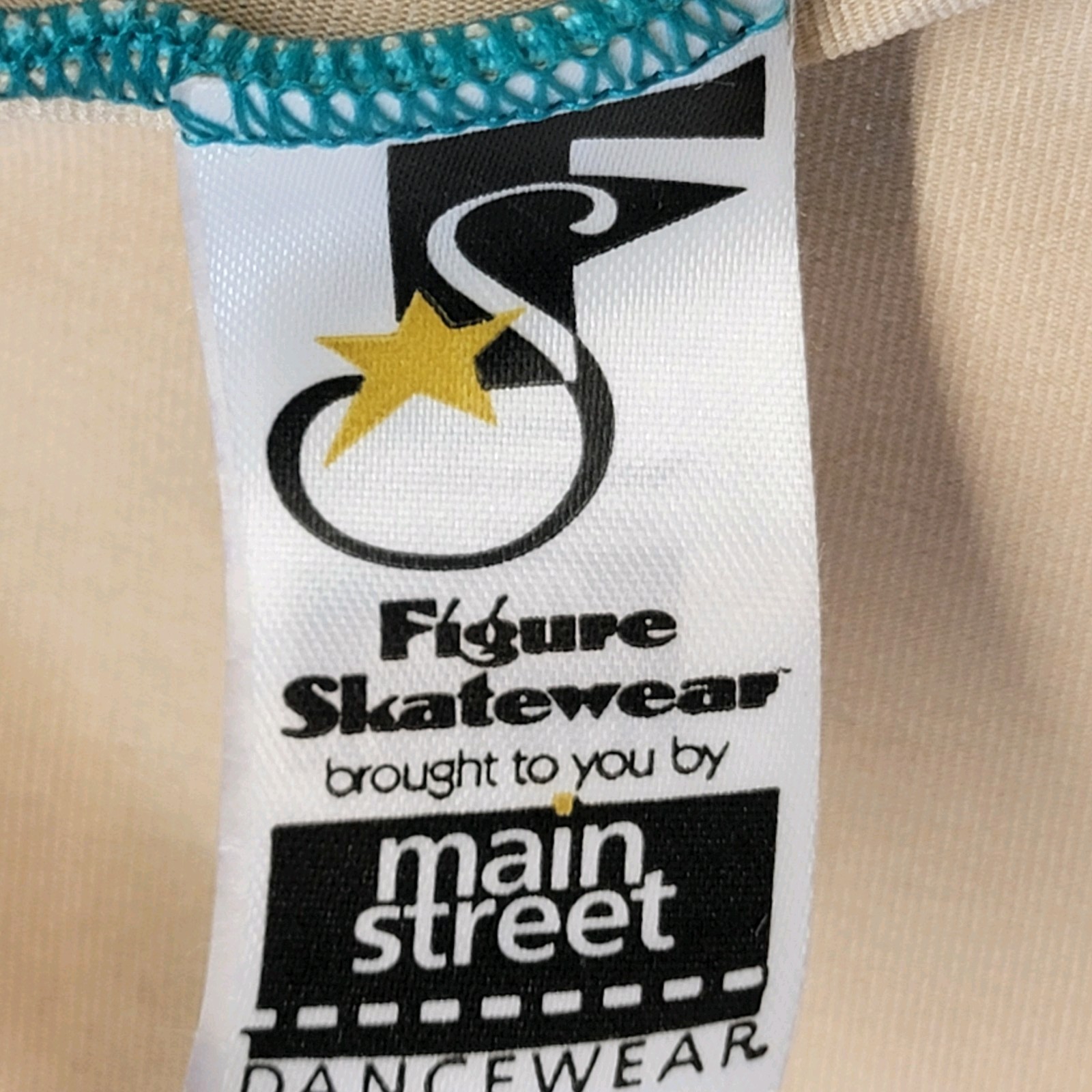 Main Street Dancewear Aqua Skirted Leotard Nude Insert Top Crisscross Back SZ LA