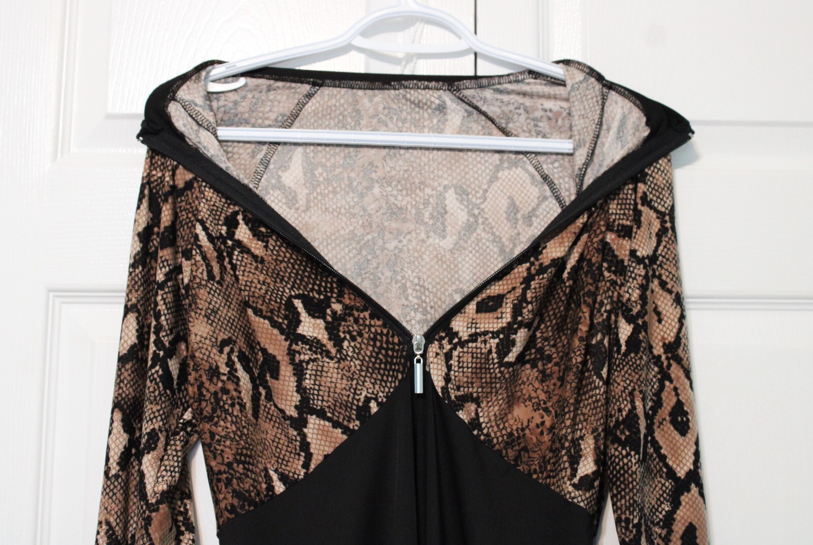 Sheer Snake Skin Pattern Unisex Catsuit for Dance, Size Large, Color Snake Skin