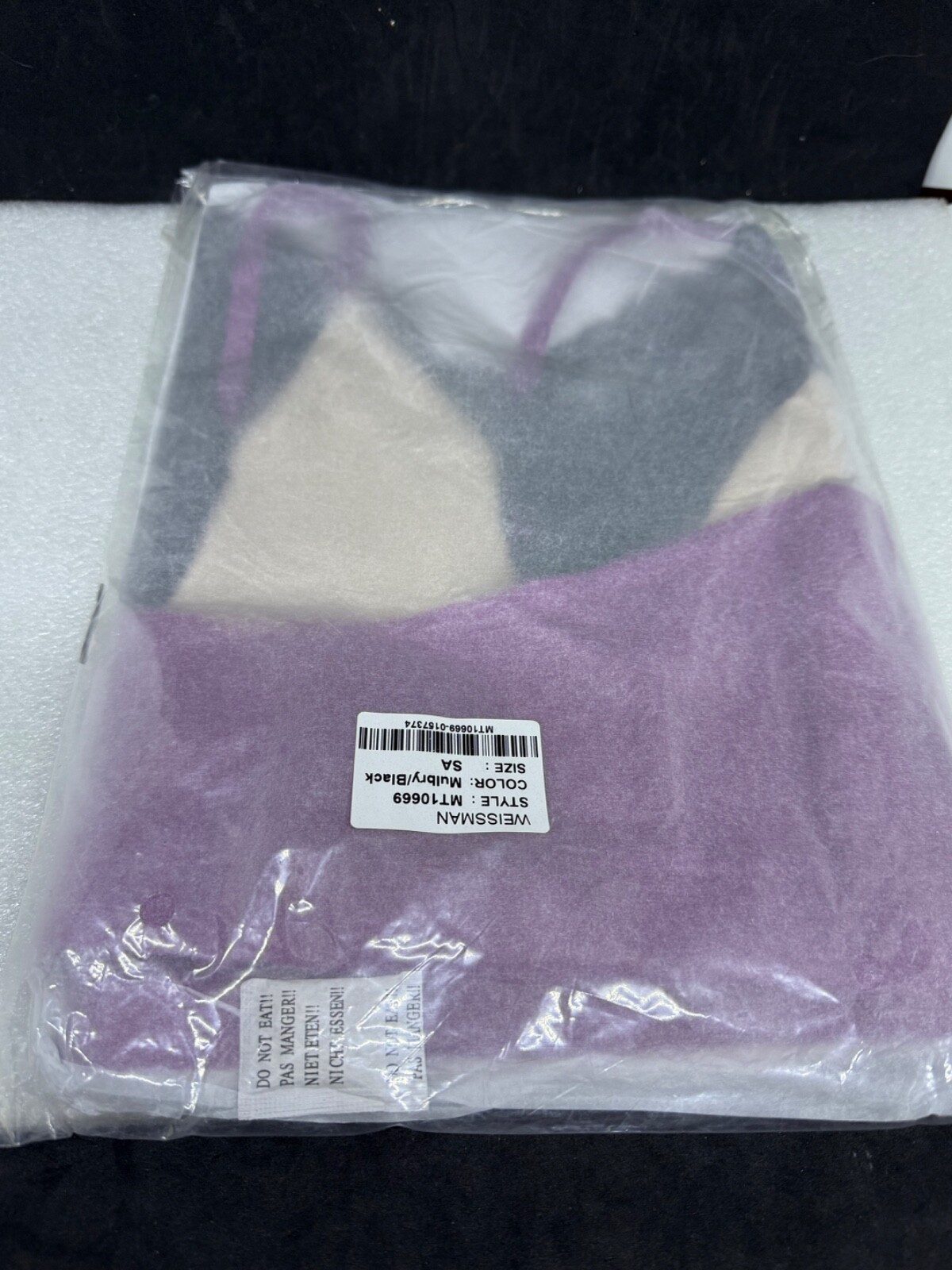 WEISSMAN V-Neck Crop Top with Lace SA Mulberry/Black Size SA