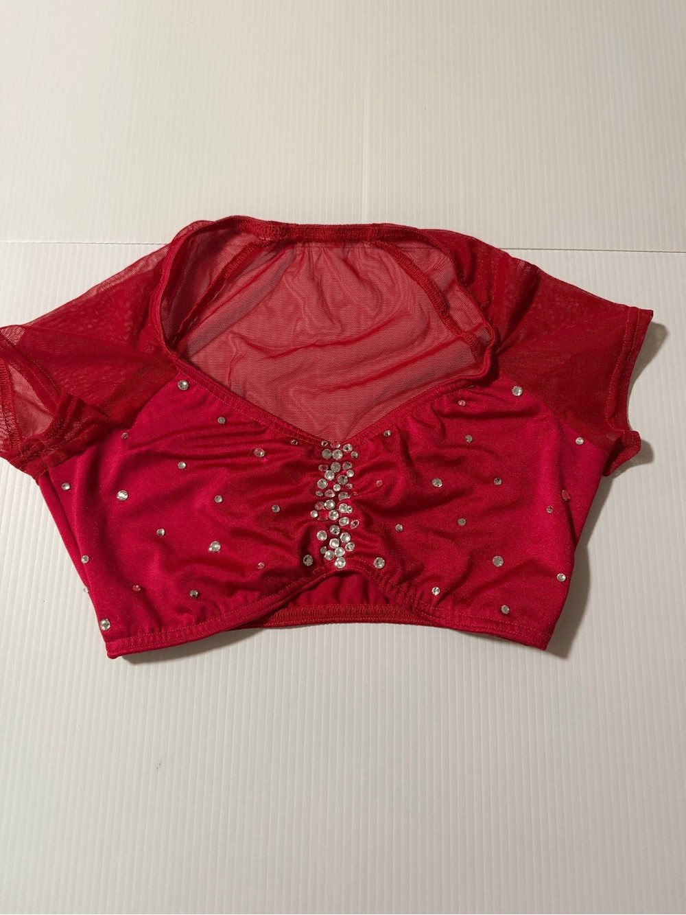 Kelle red top En Vogue Dance Costume custom rhinestone solo 2796 adult SA