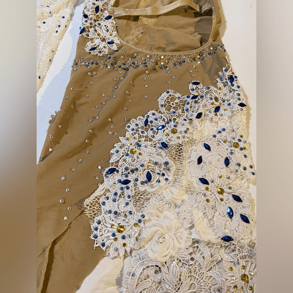 Custom made glamorous mature solo ballroom dance costume rhinestoned SA adult