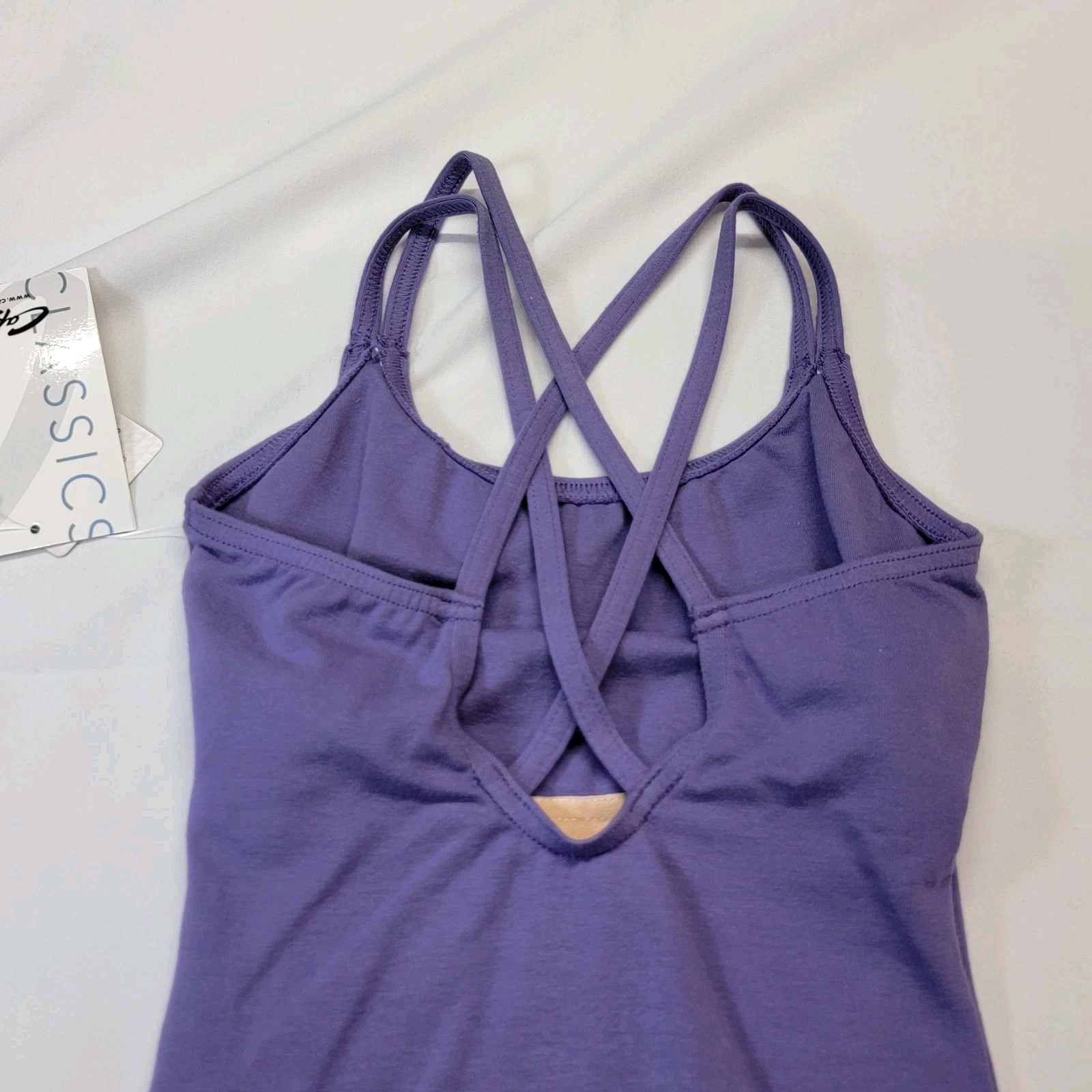Capezio Double Strap Cami Leotard Purple Spaghetti Straps Criss-Cross Back SZ XS