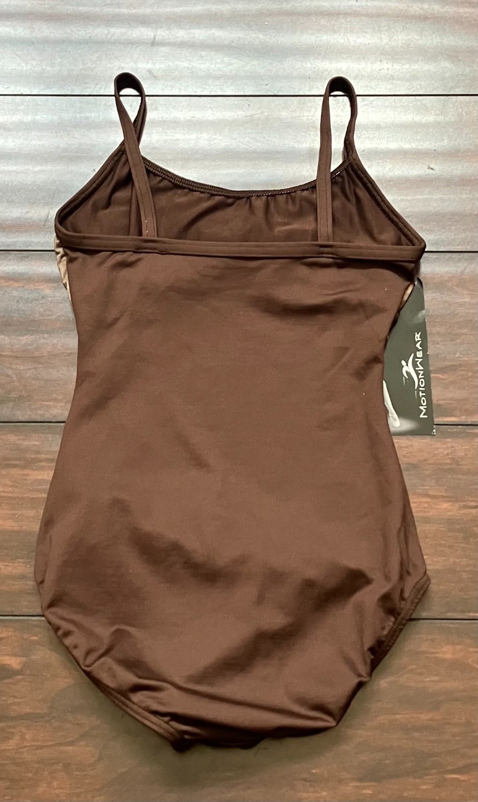 NWT Motionwear Small Adult Brown w Pattern Design Front Ballet Dance Leotard