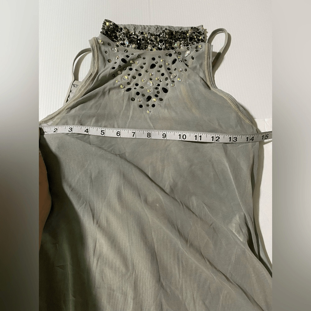 Weissman solo dance costume gray mesh tunic stoned Overdress D10664 MA adult