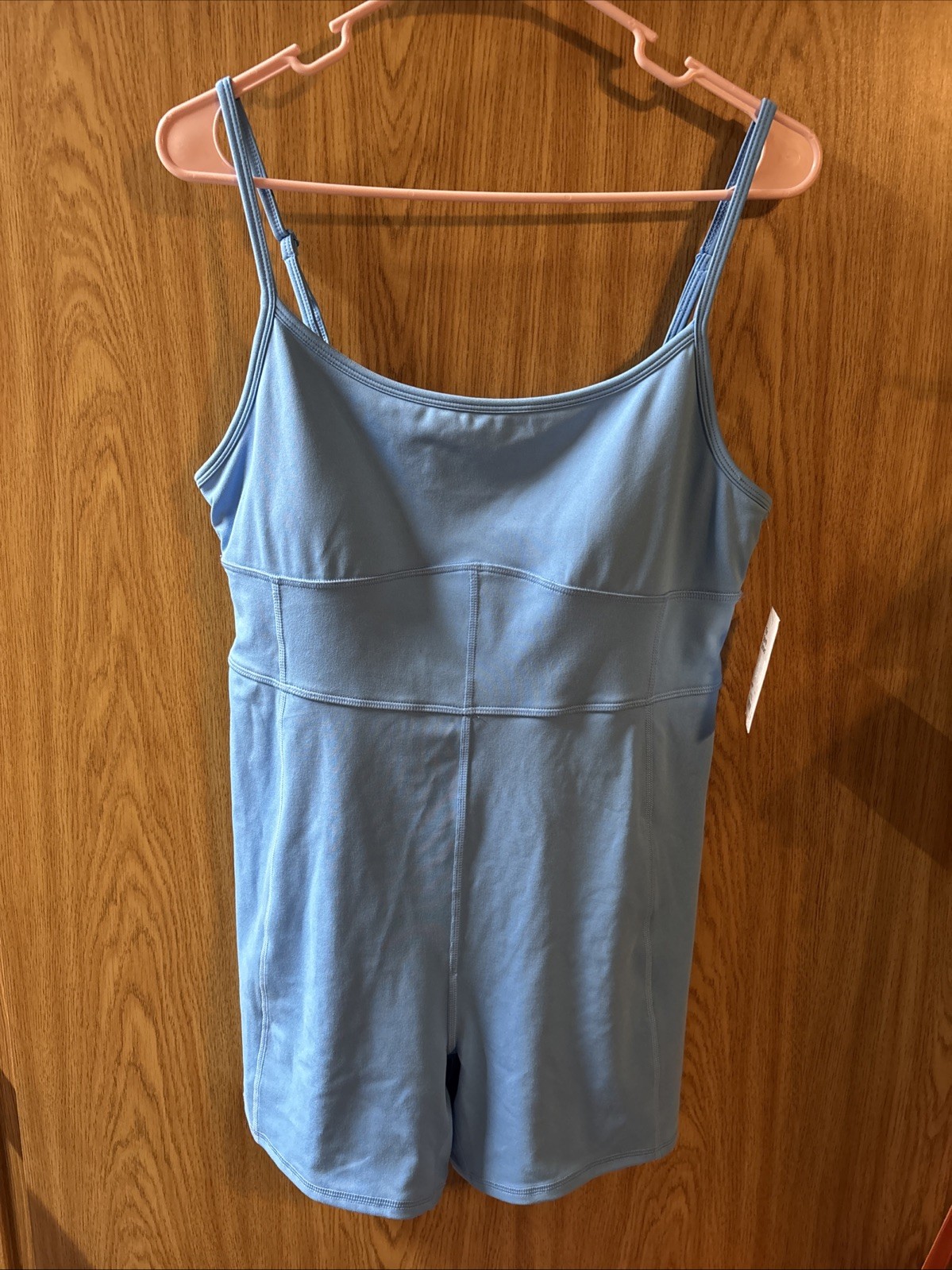 SO The Sporty Unitard Size L Carolina Blue Seamed Shorts Spaghetti Strap NEW