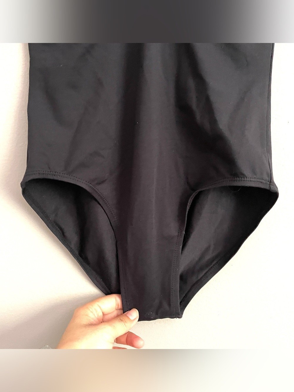 Gaynor Minden Black Cap Sleeve Leotard Bodysuit – Small