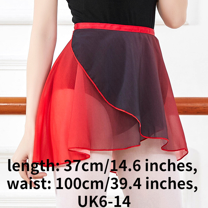 Women Ballet Dance Wrap Skirt Mini Chiffon Practice Gradient Color Dancewear New
