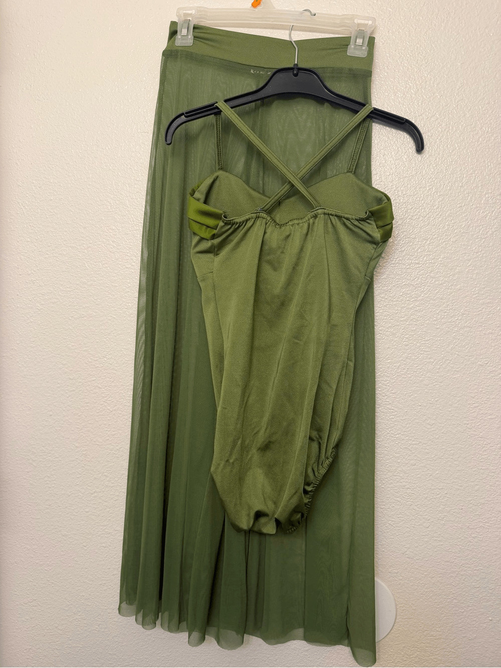 Kelle dance solo costume 2 piece set green mesh Cascades 5411 teen XSA adult
