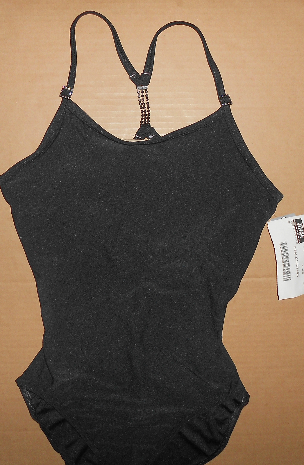 Strappy Rhinestone Embellished Cami Leotard Black Child Ladies Dance Ballet NWT
