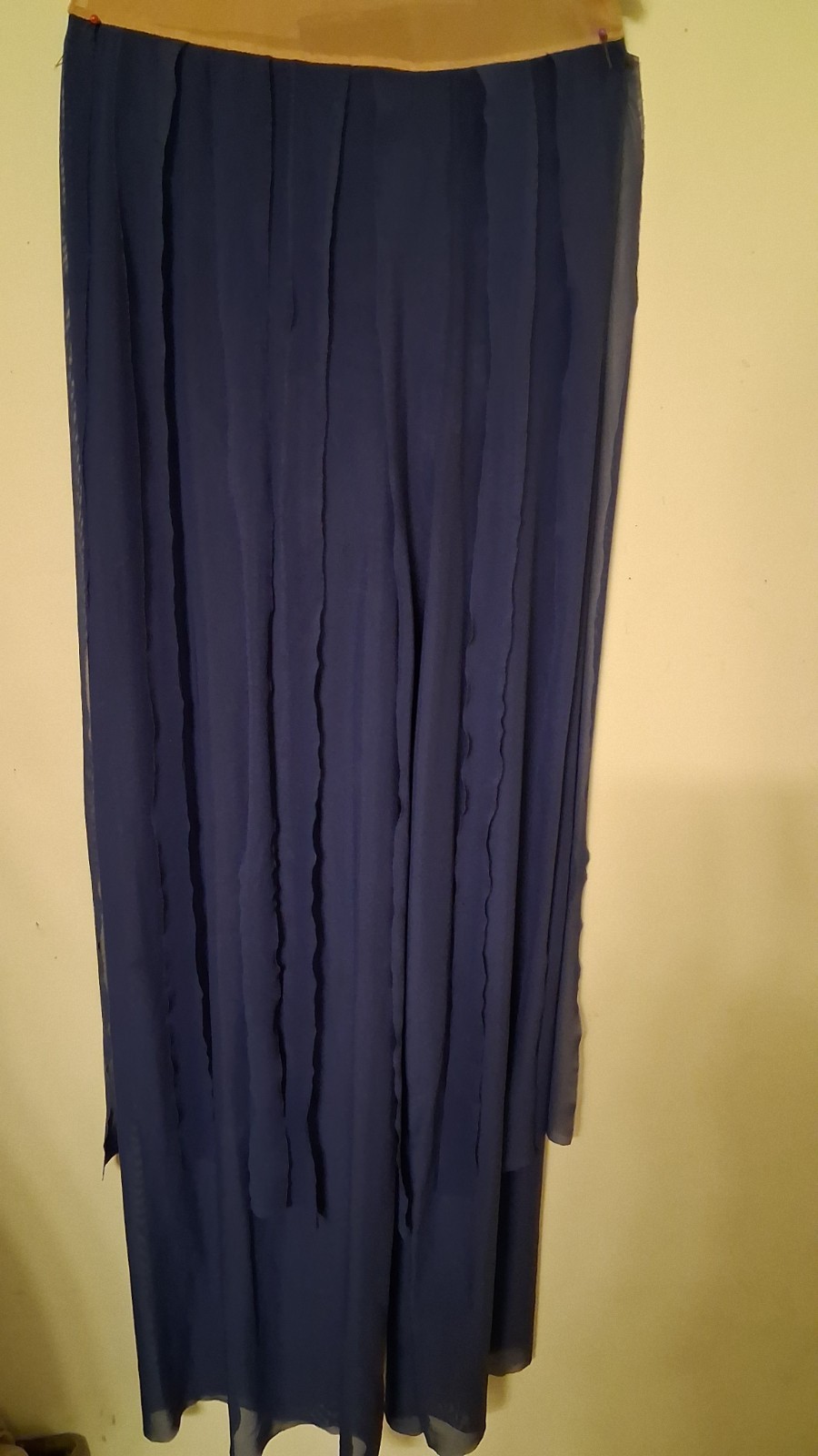 Solo custom Dance Costume Jumpsuit Bodsuit Sheer Wide Leg Mesh And Fringe Navy