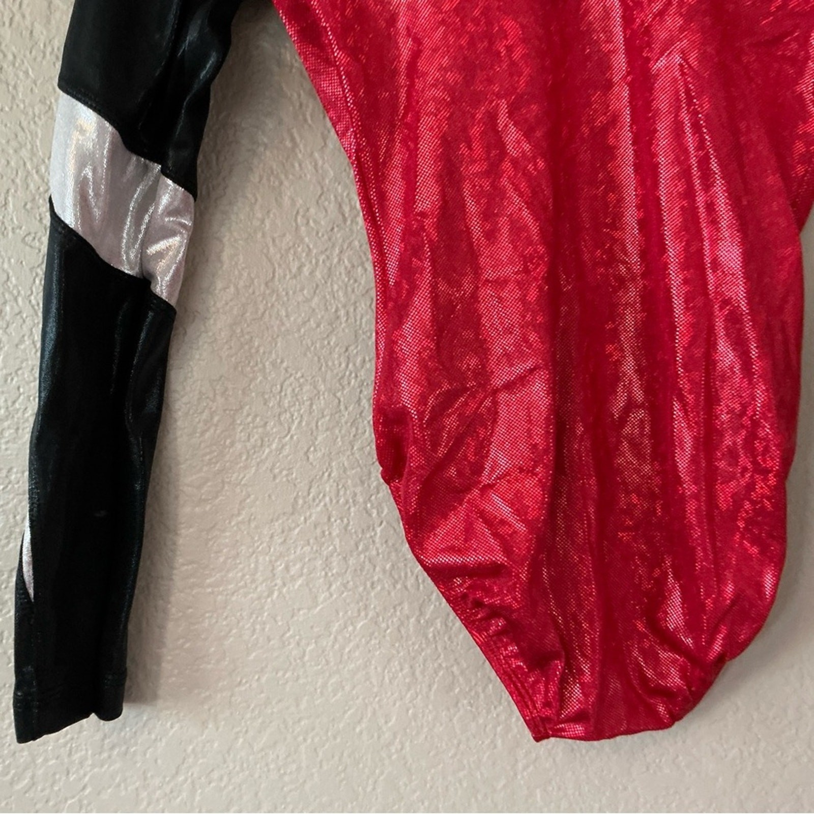 Women GK Elite Competition Gymnastic Leotard Black Red Stone Size AS Adult