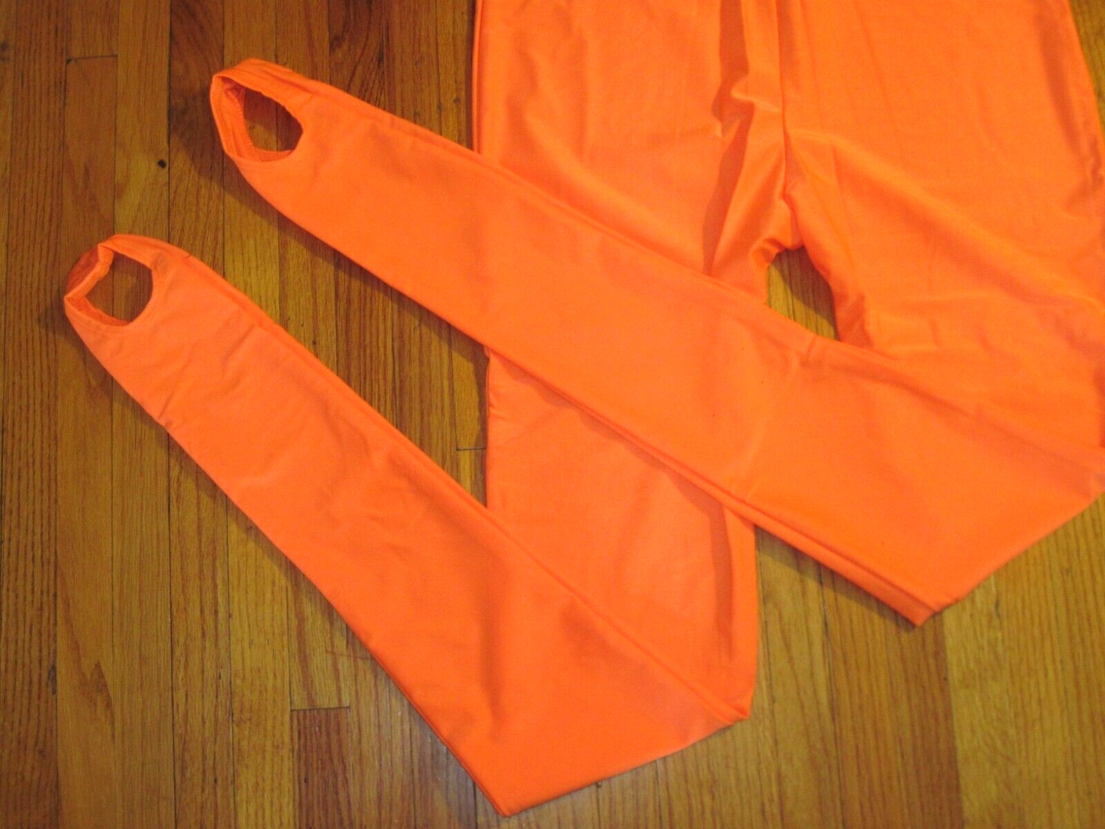 Plus Size Shiny Orange Tank Spandex Stirrup Foot Unitard Jumpsuit Sz XL-14+ New