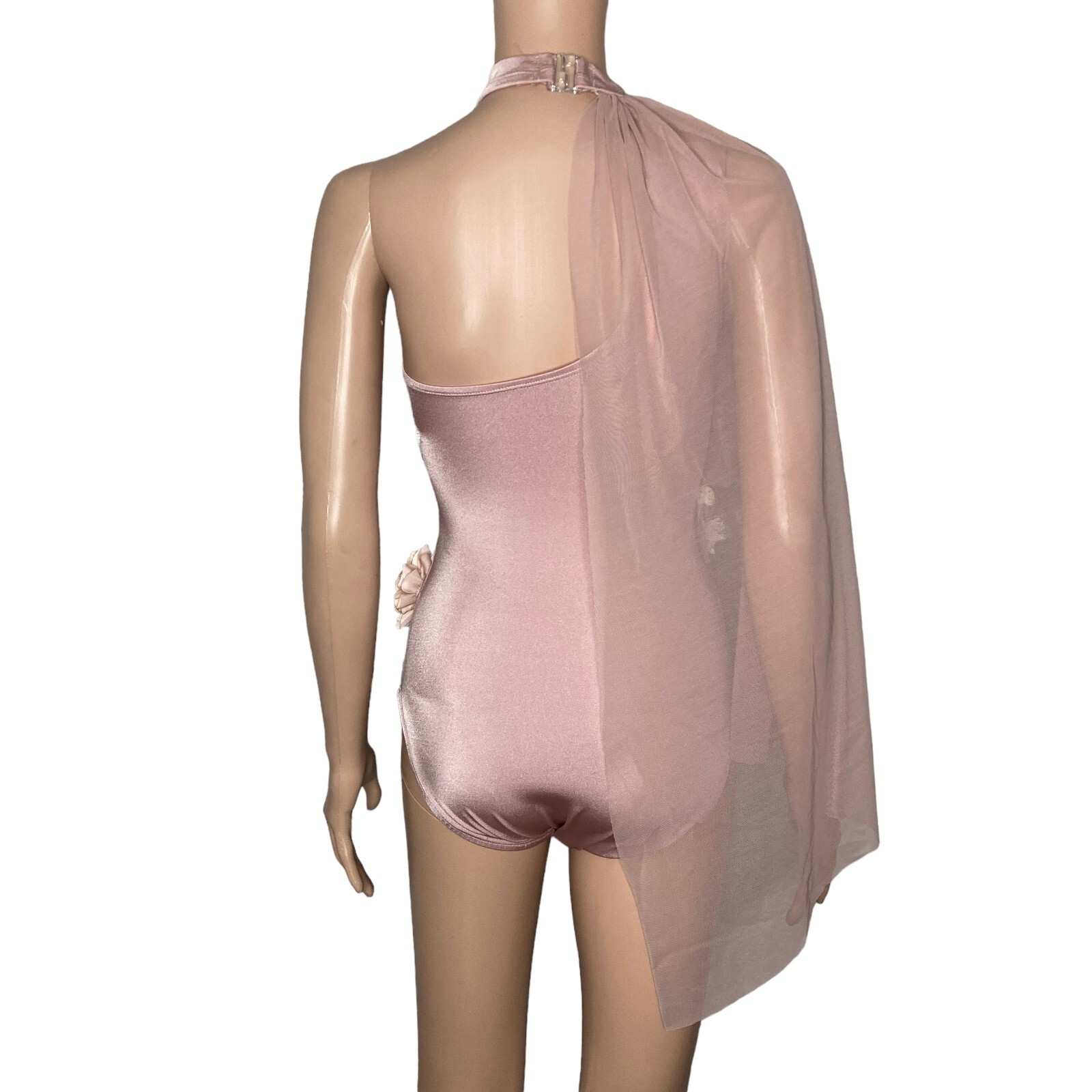 Meekelle Couture Collections Leotard Small Adult Pink White Floral Applique