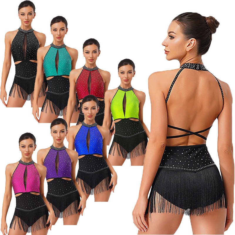 US Womens Bodysuit Sleeveless Dancewear Nightclub Dress Party Jazz Performance