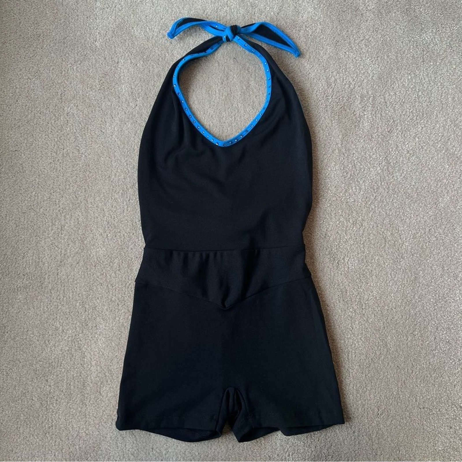 Company 5 Dancewear Rhinestoned Halter Unitard Navy Size XS
