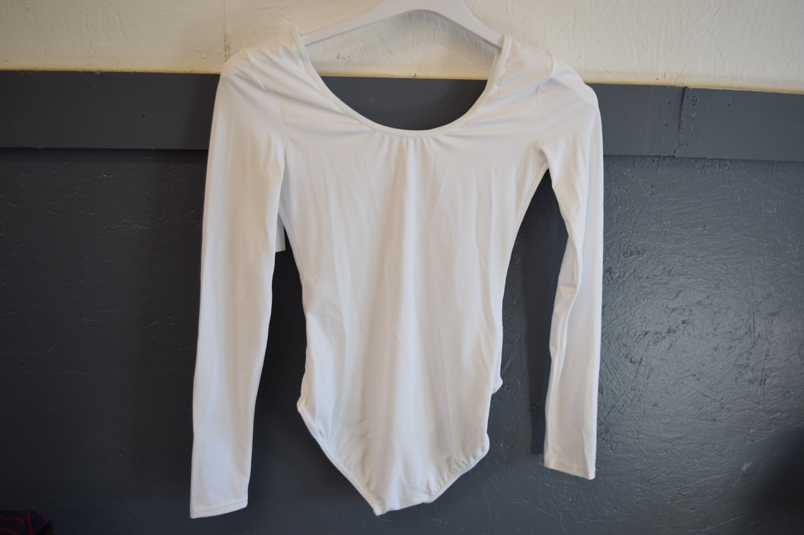Weissman High Back Long Sleeve Leotard White AS Adult S
