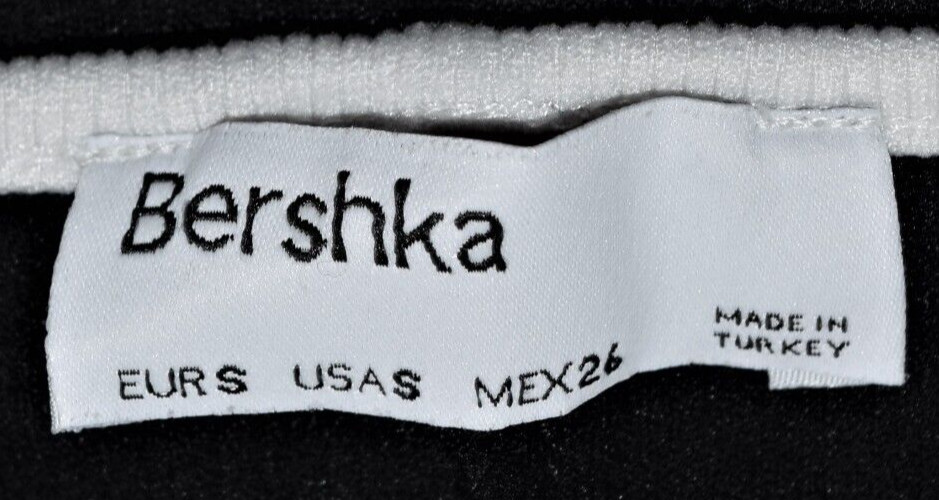 BERSHKA Black & White V Neck One Piece Stretchy Unitard Bodysuit Womens S