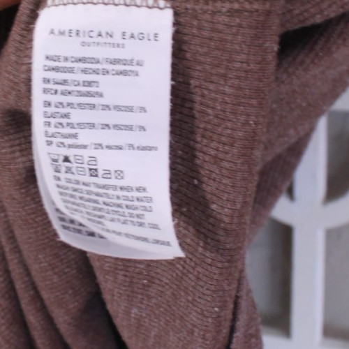 American Eagle Leotard Womens L Brown Casual Dance Athletic Shirt V-Neck