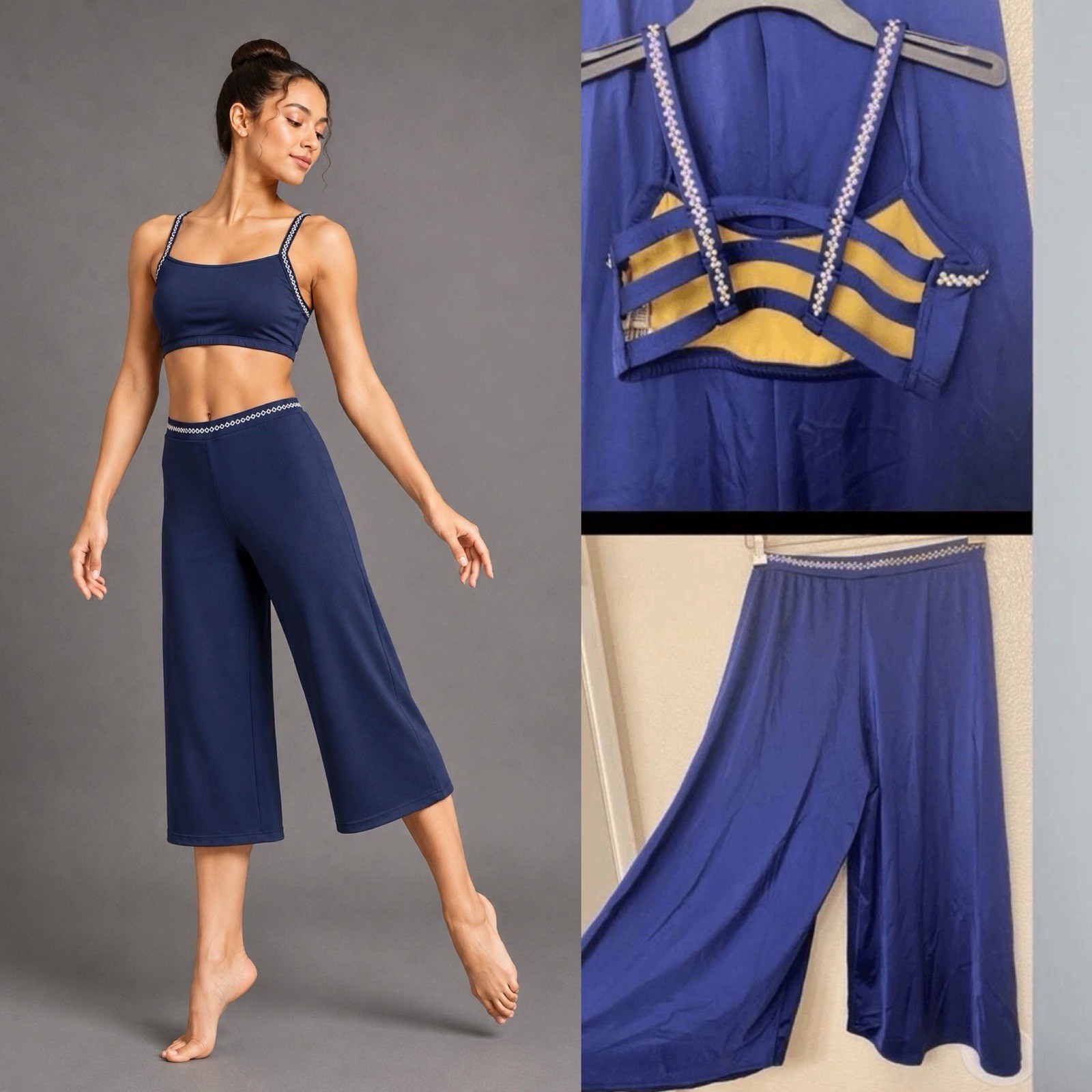 The Line up solo dance costume 2 piece navy blue Wide Leg Contemporary MA adult