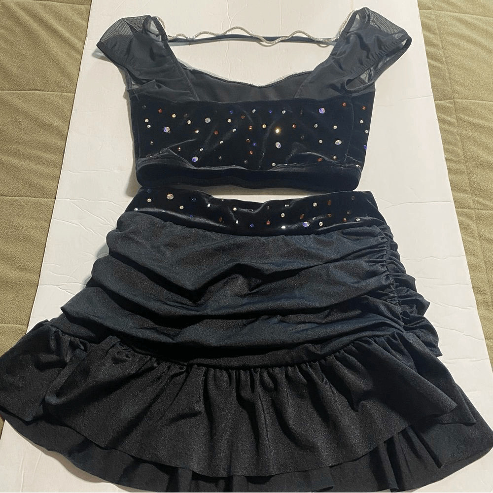 Weissman Elite dance costume 2 piece black Velvet Who Owns My Heart 17834 SA