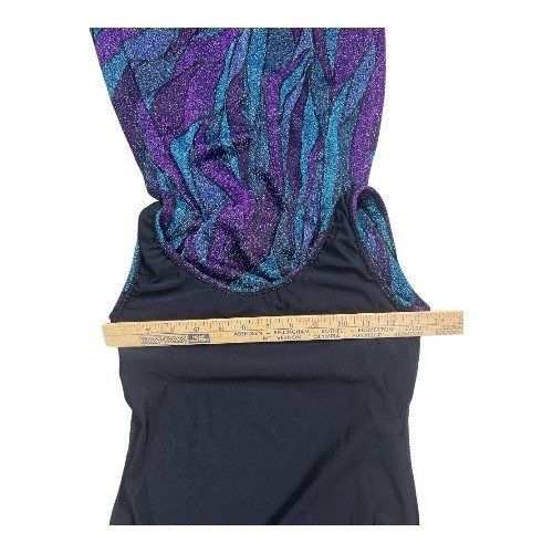 Purple Glitter Printed Leotard Maxi Dress Bodysuit Women Small Ice Skating Dance