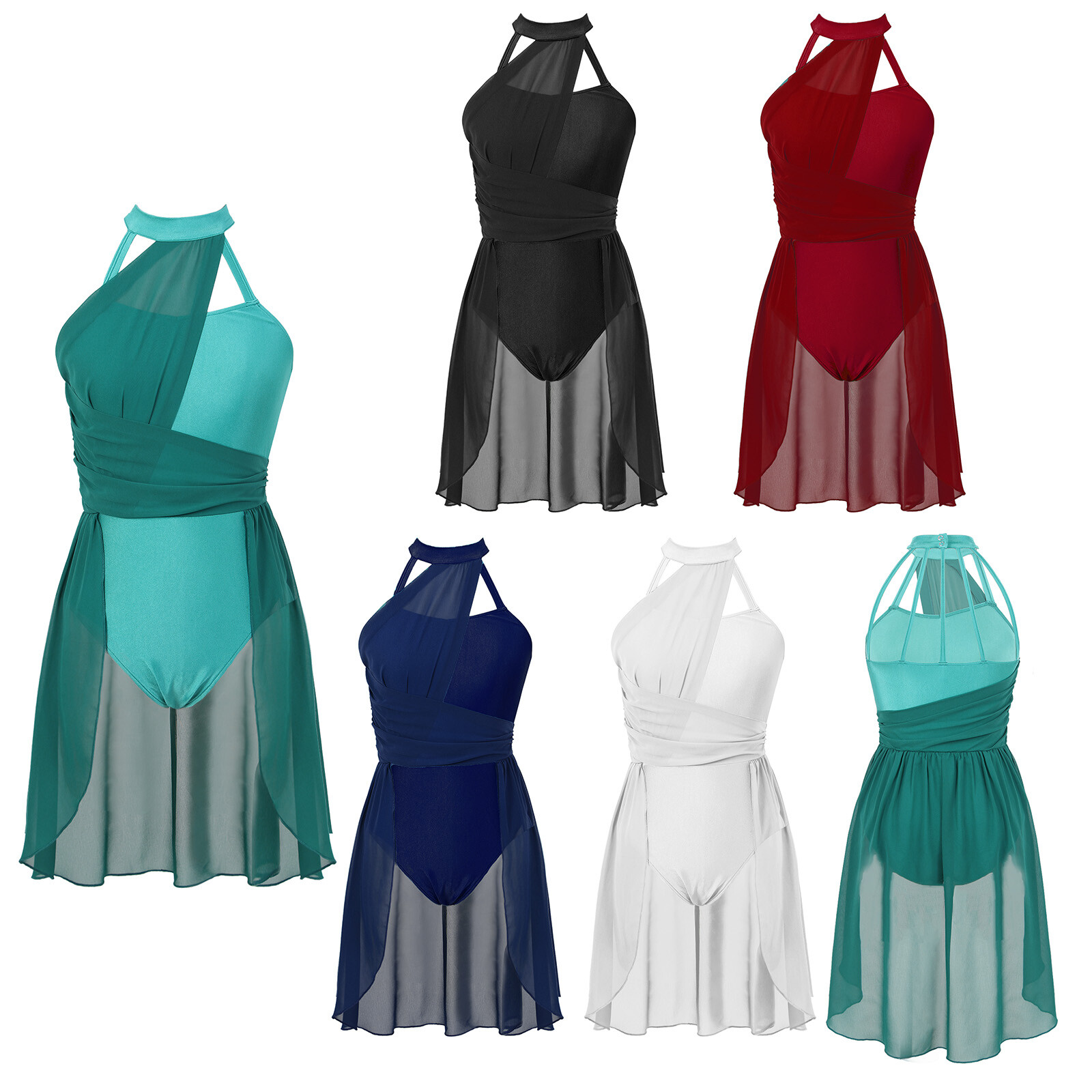 Women Girls Lyrical Dress Modern Contemporary Costume Ballet Leotard Dancewear