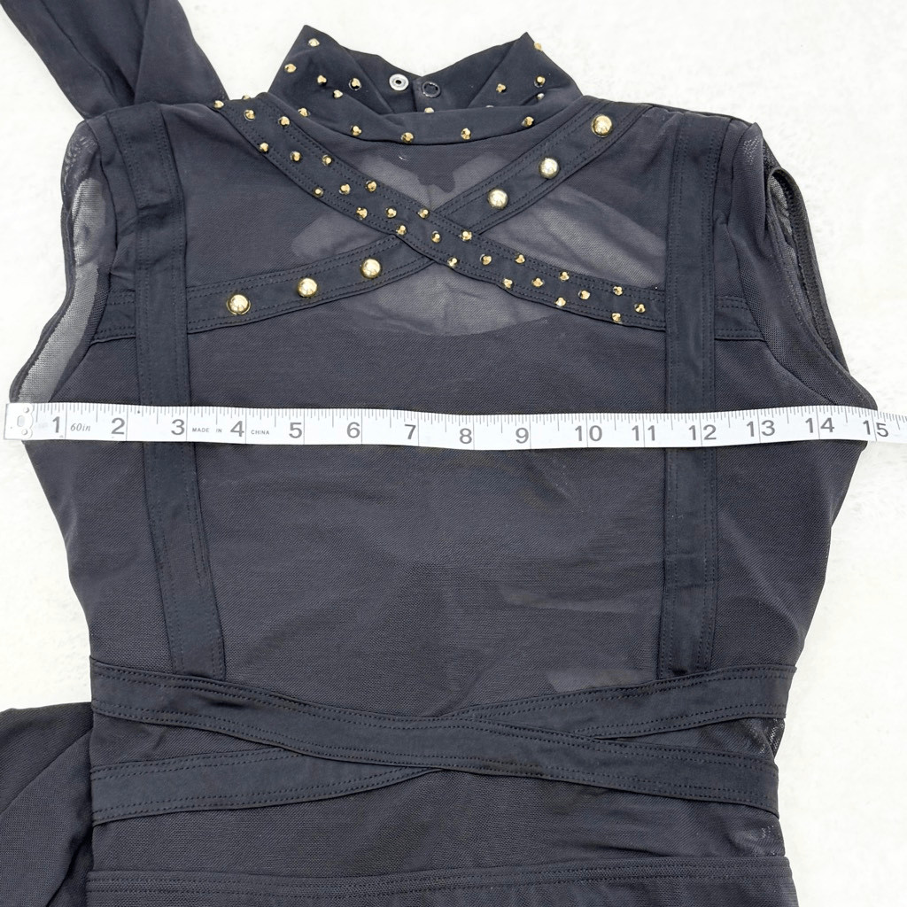 Weissman Cap Sleeve Open Back Strappy Black Unitard Size US XSA (Extra Small Adu