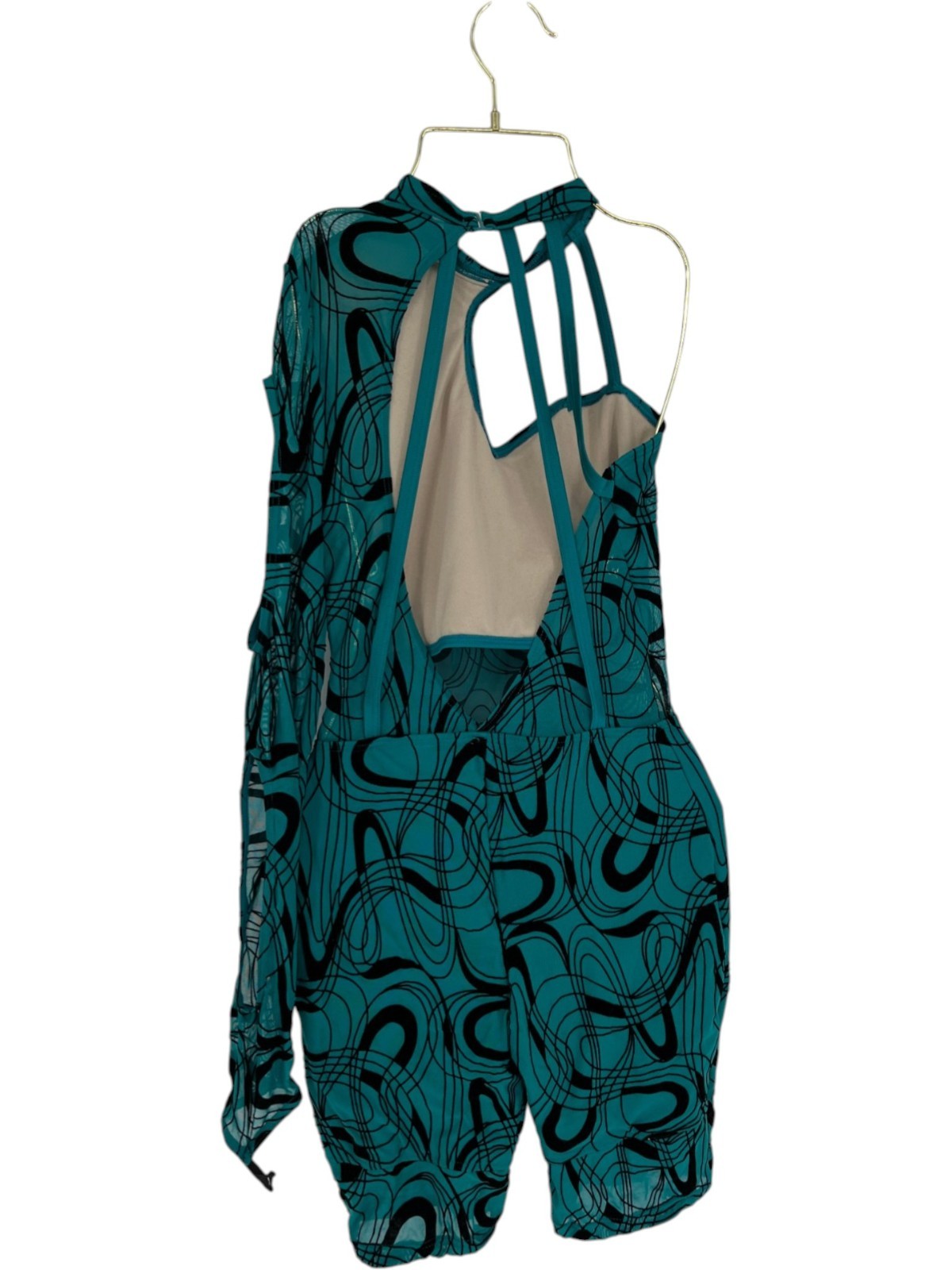 Weissman Biketard Women’s Size Medium 15854 Teal Flocked Y2K Performancecore