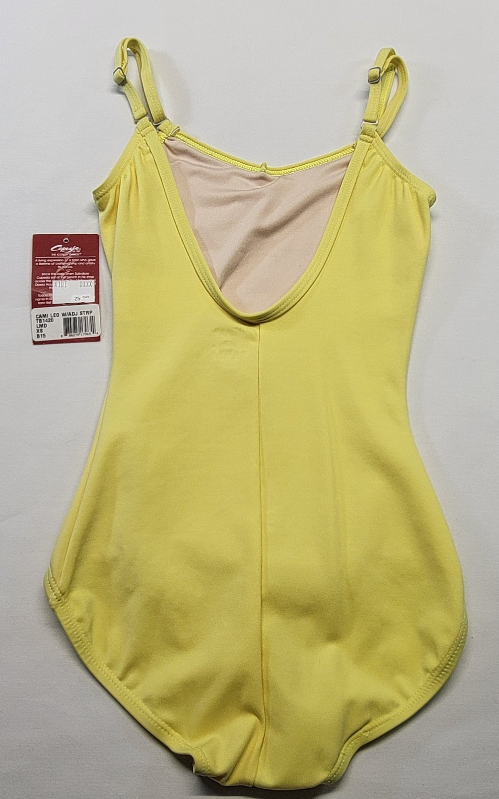 CapezioCamisole leotard W/Adjustable Straps Yellow Sweetheart Neckline SZ XSA