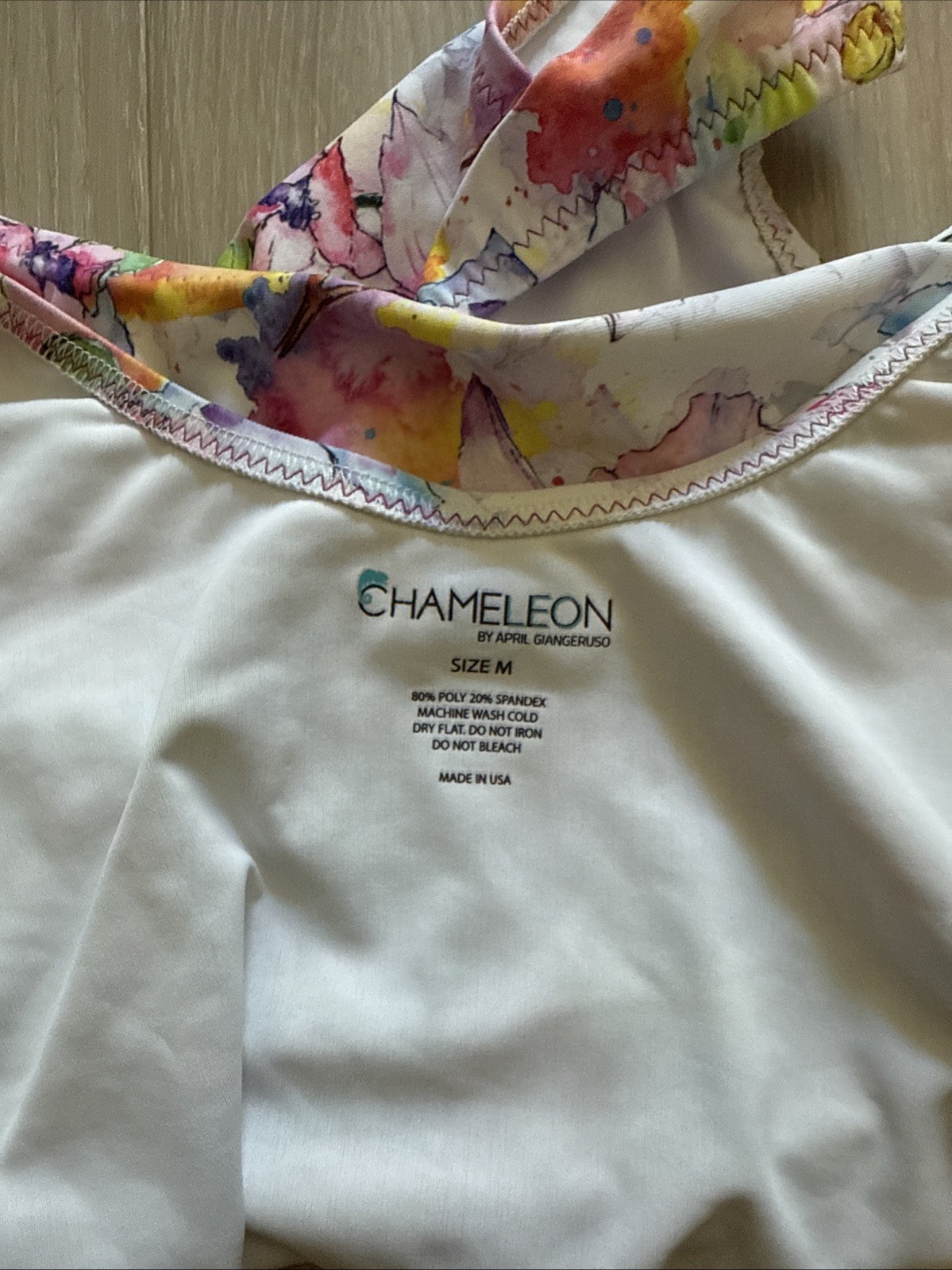 Chameleon activewear Cap Sleeve Leotard Size Medium Watercolor Print