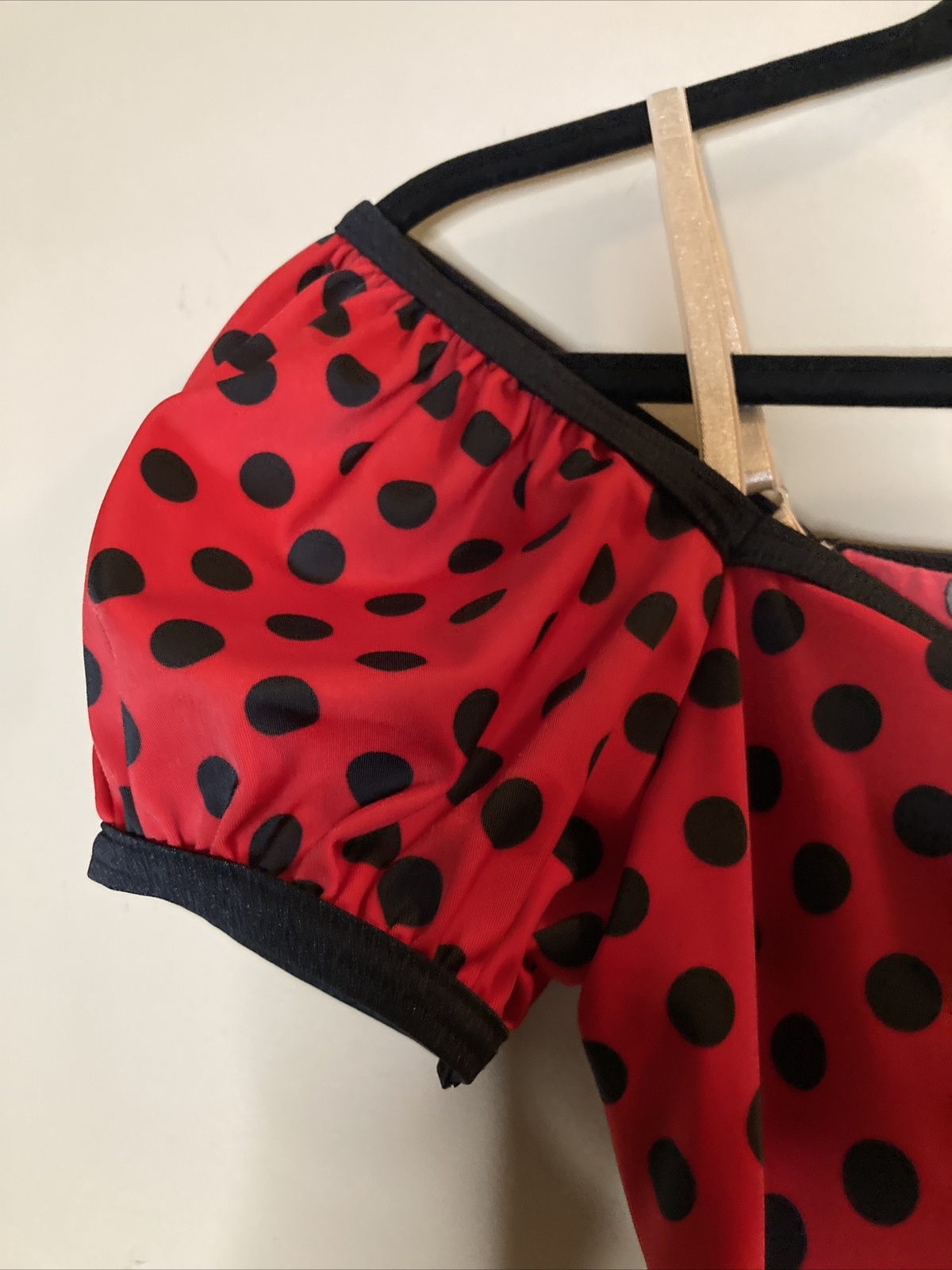 Weisman Figure Skating costume Red Black Polka Dots Minnie Mouse Dance Costume