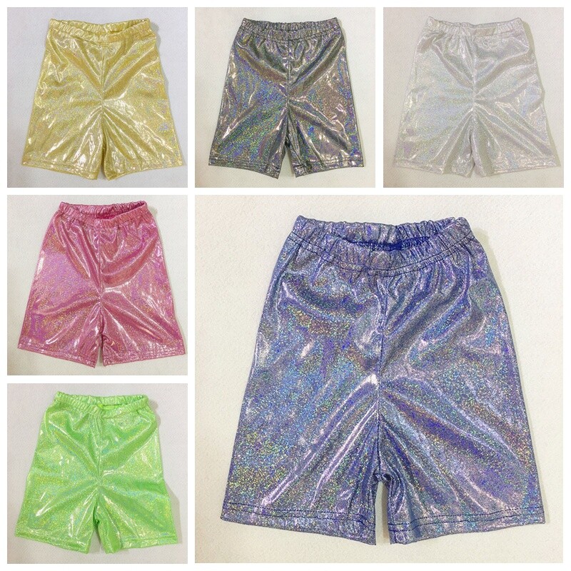 Women Shiny Shorts Pants Trousers Dancewear Costume Disco Glitter Holographic