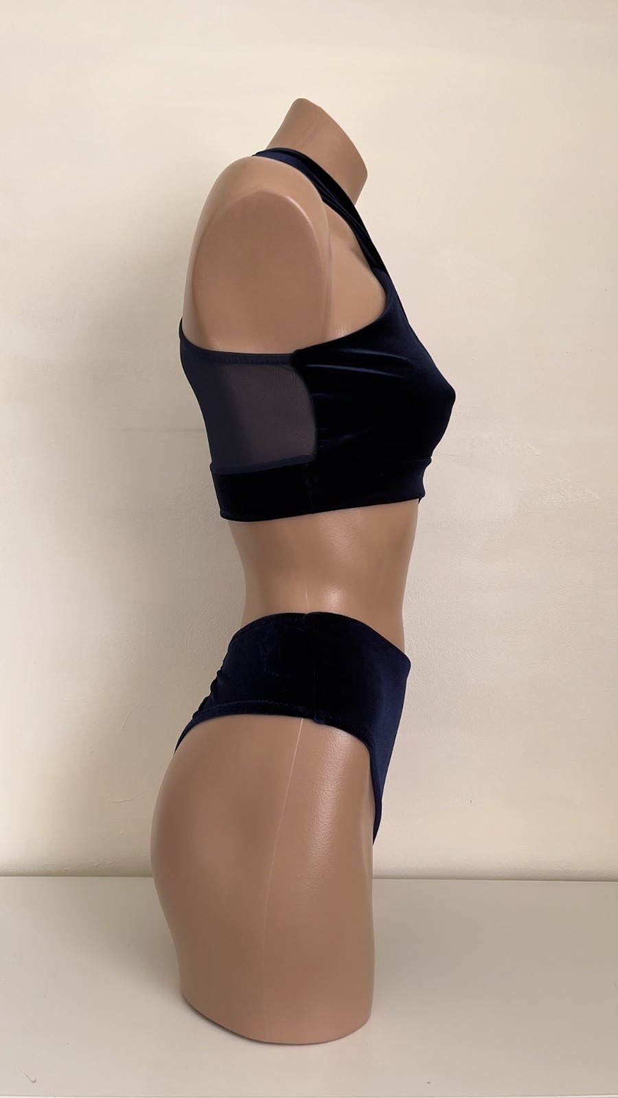 Schminke 🎩 Velvet & mesh Pole wear dance set ethereal top thong bottoms