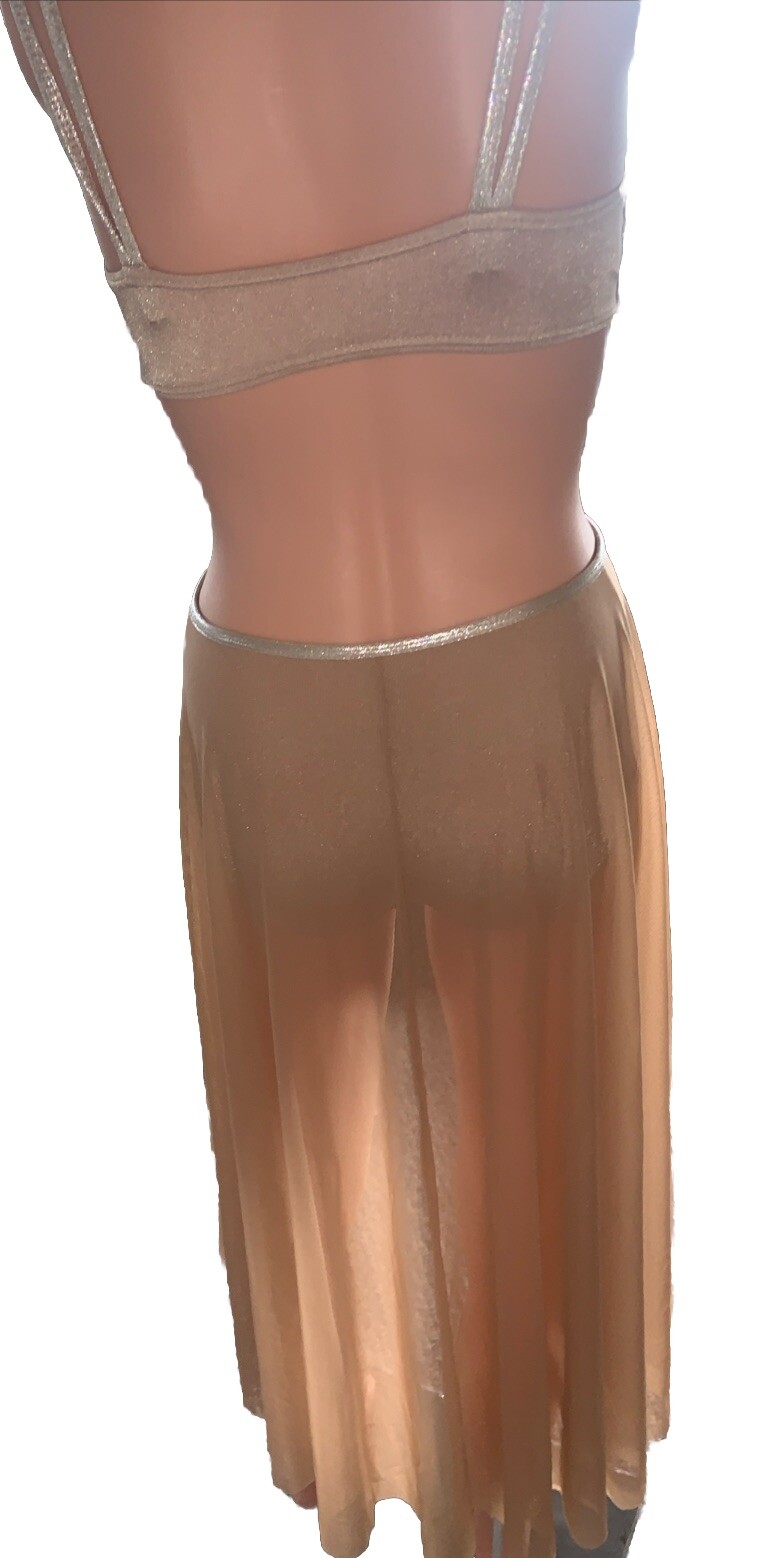 DANCE Contemporary Child’s 8-10 metallic accent dress mesh Nude spandex 1pc