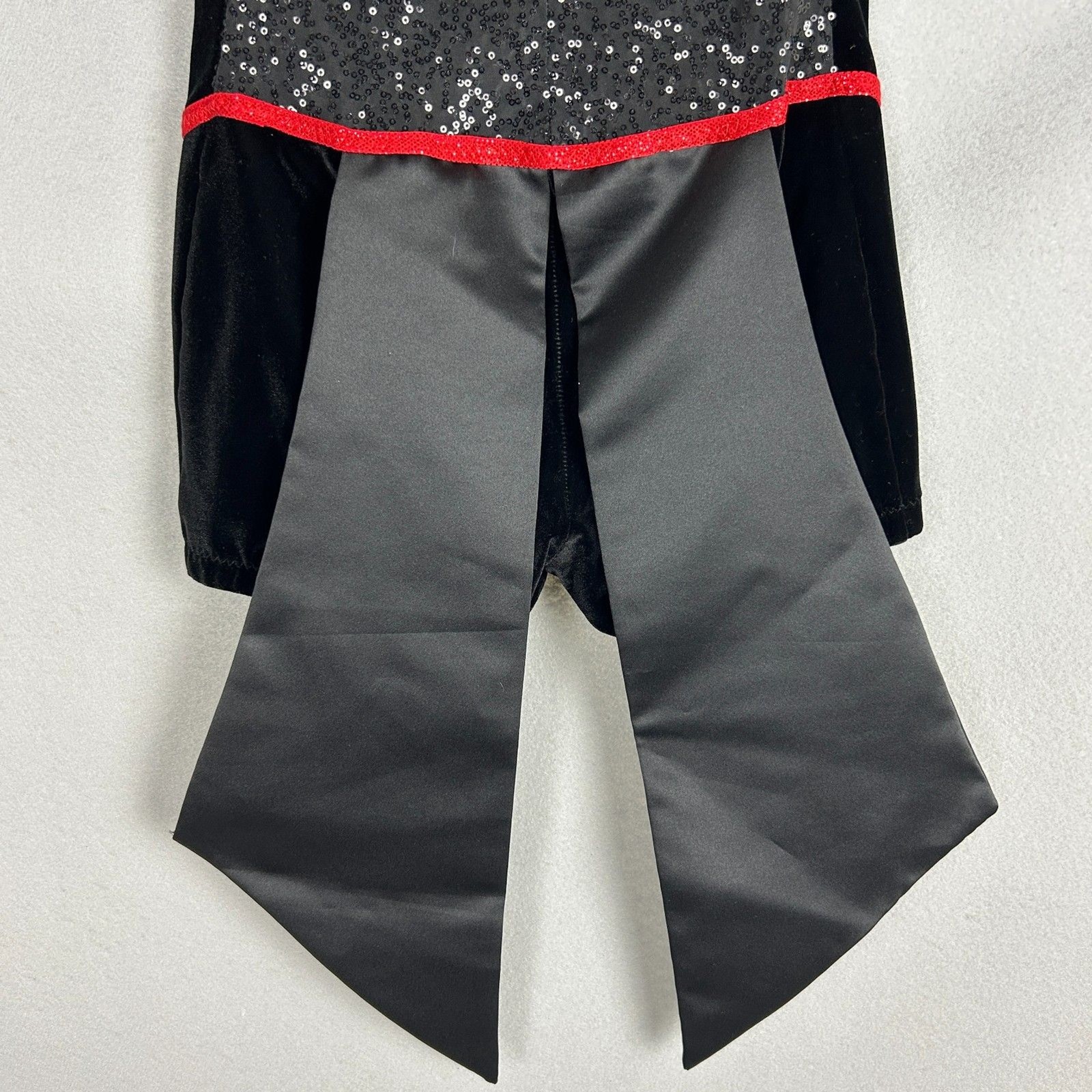 Mara Jazz Dance Leotard Adult Small Black Red Sequin Vest Circus Stage Costume
