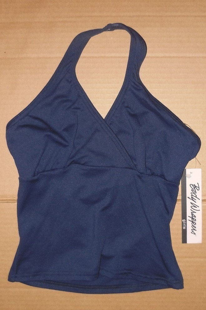 Halter top Dance Body Wrappers Navy Blue GIRLS SZS Microfiber Wrap front
