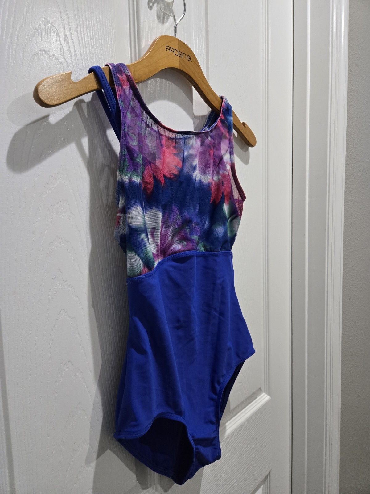 Plume Blue floral Mesh Tank Leotard Blue bottom multicolor top Size: AS