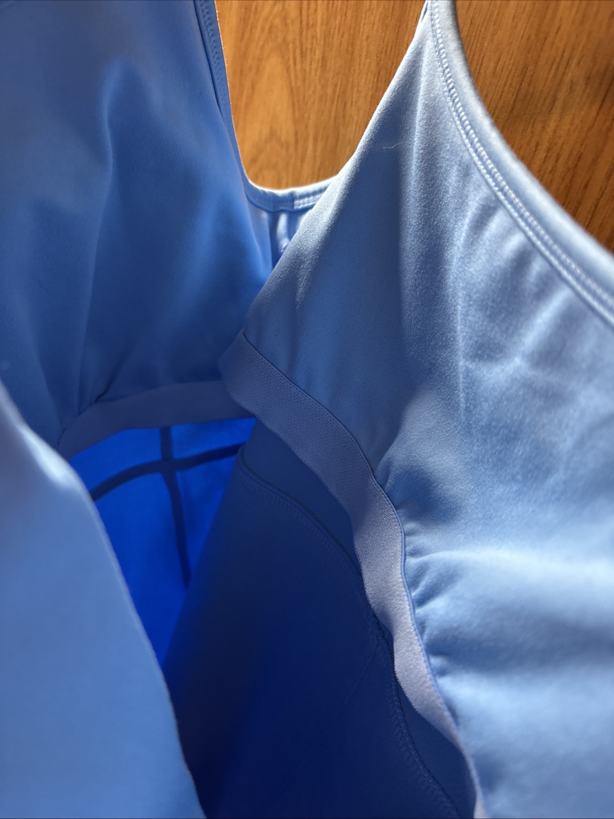 SO The Sporty Unitard Size L Carolina Blue Seamed Shorts Spaghetti Strap NEW