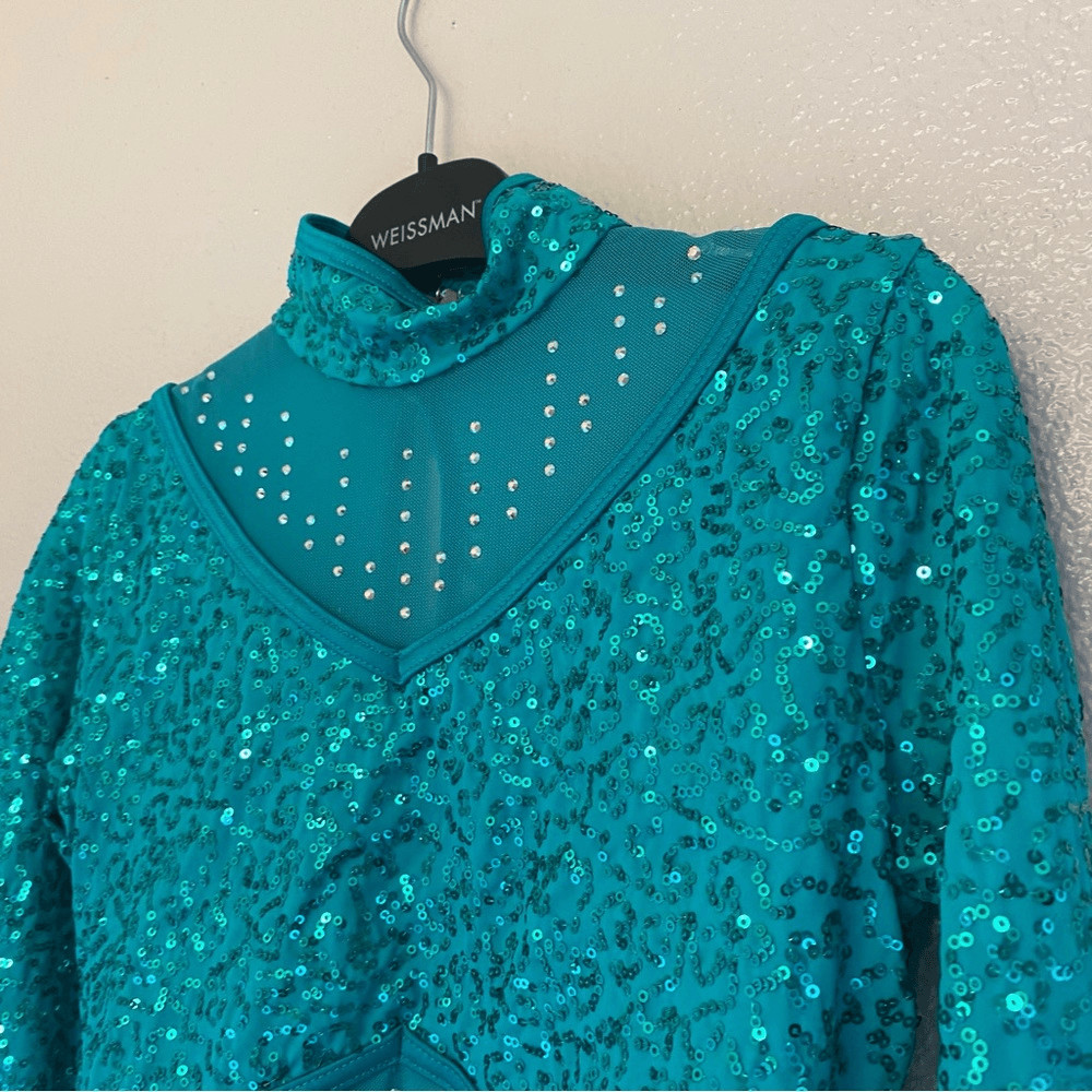 WEISSMAN Elite Dance Costume Kelly green sequin Crazy What Love Can Do 14913 SA