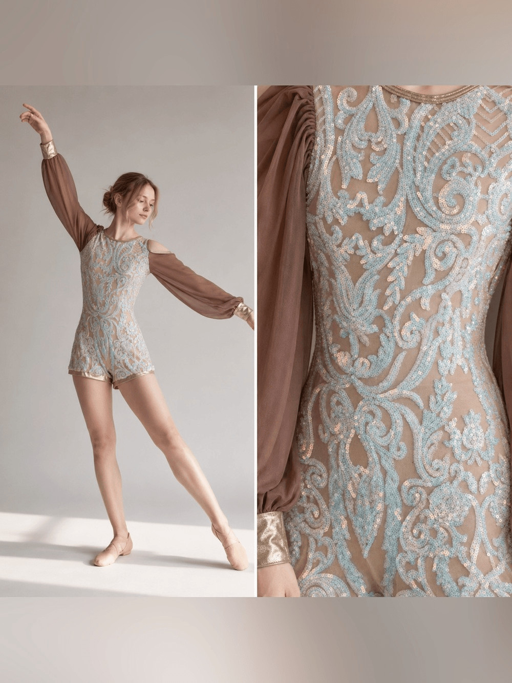 Competition Solo Dance Costume Contemporary Lyrical Nude Illusion Romper MA adl