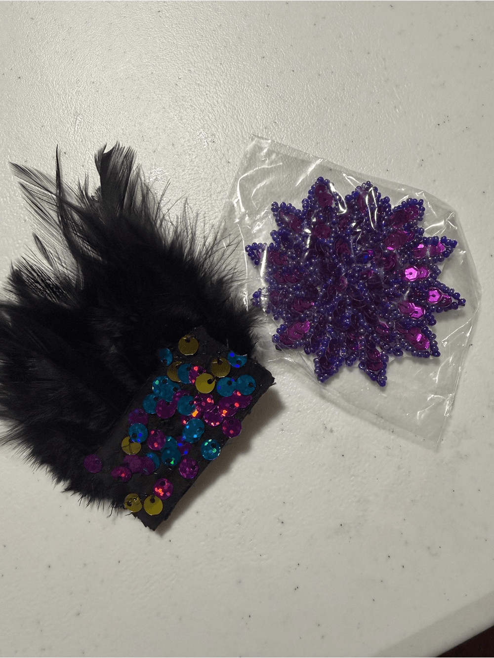 Glamour solo dance costume purple black feather rhinestone sassy LC