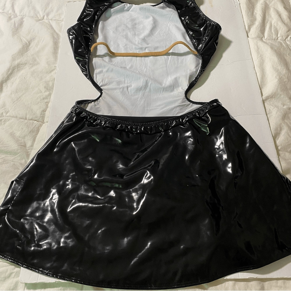 The Line up dance costume mature faux leather leotard DENISE LIQUID DRESS XL adl