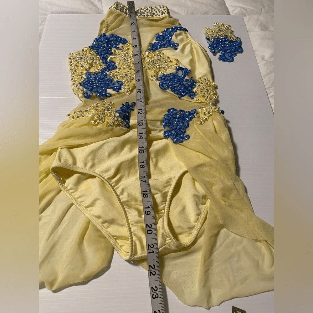 Glamour Solo Dance Costume MC Child Yellow Blue Lyrical Contemporary floral