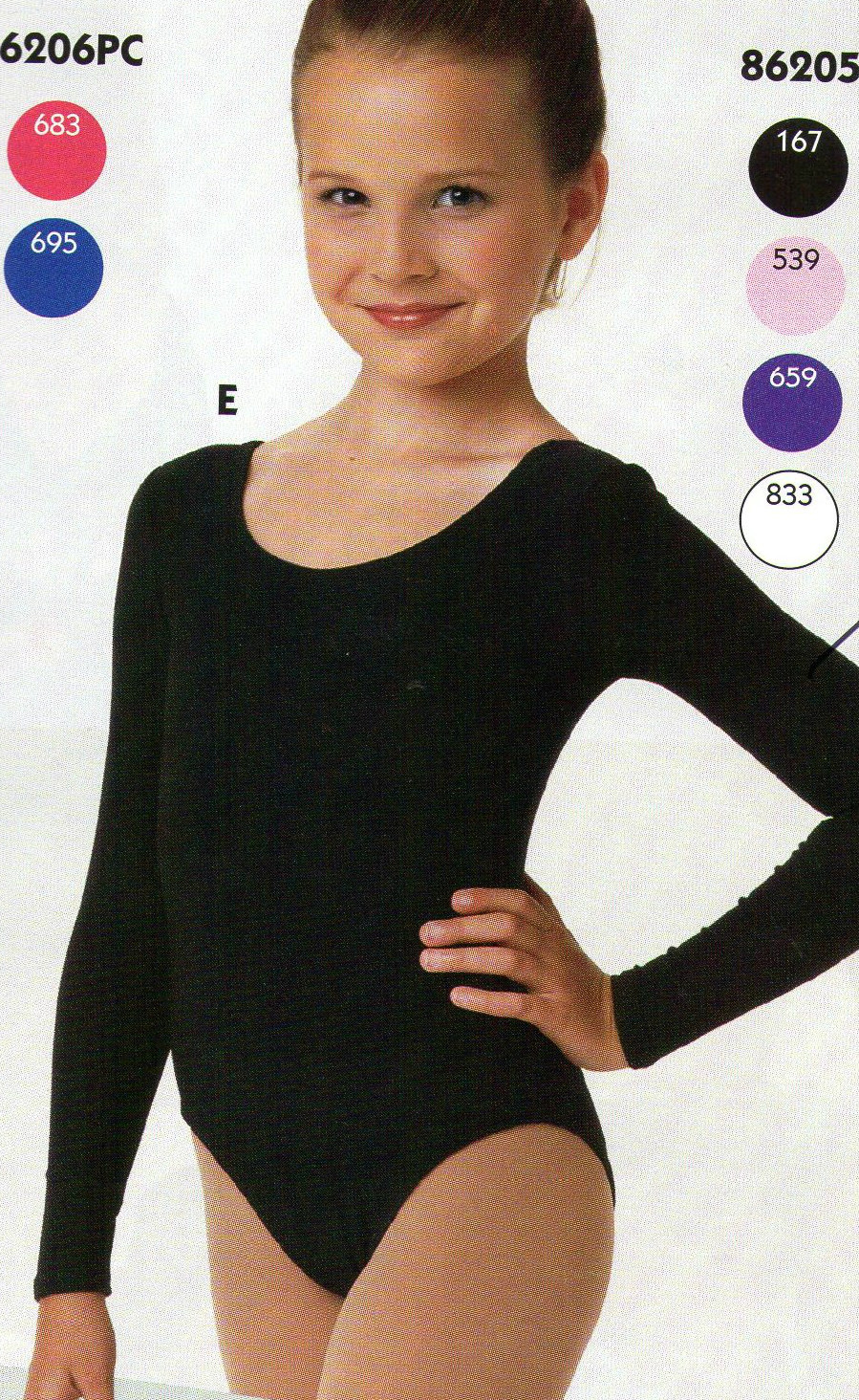 Dance LONG SLEEVE LEOTARD Front Lined 4 Color Choices over 200 available