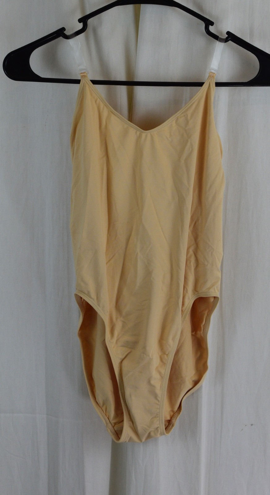 Capezio Womens Camisole Leotard With Clear Transition Straps Beige Size Large