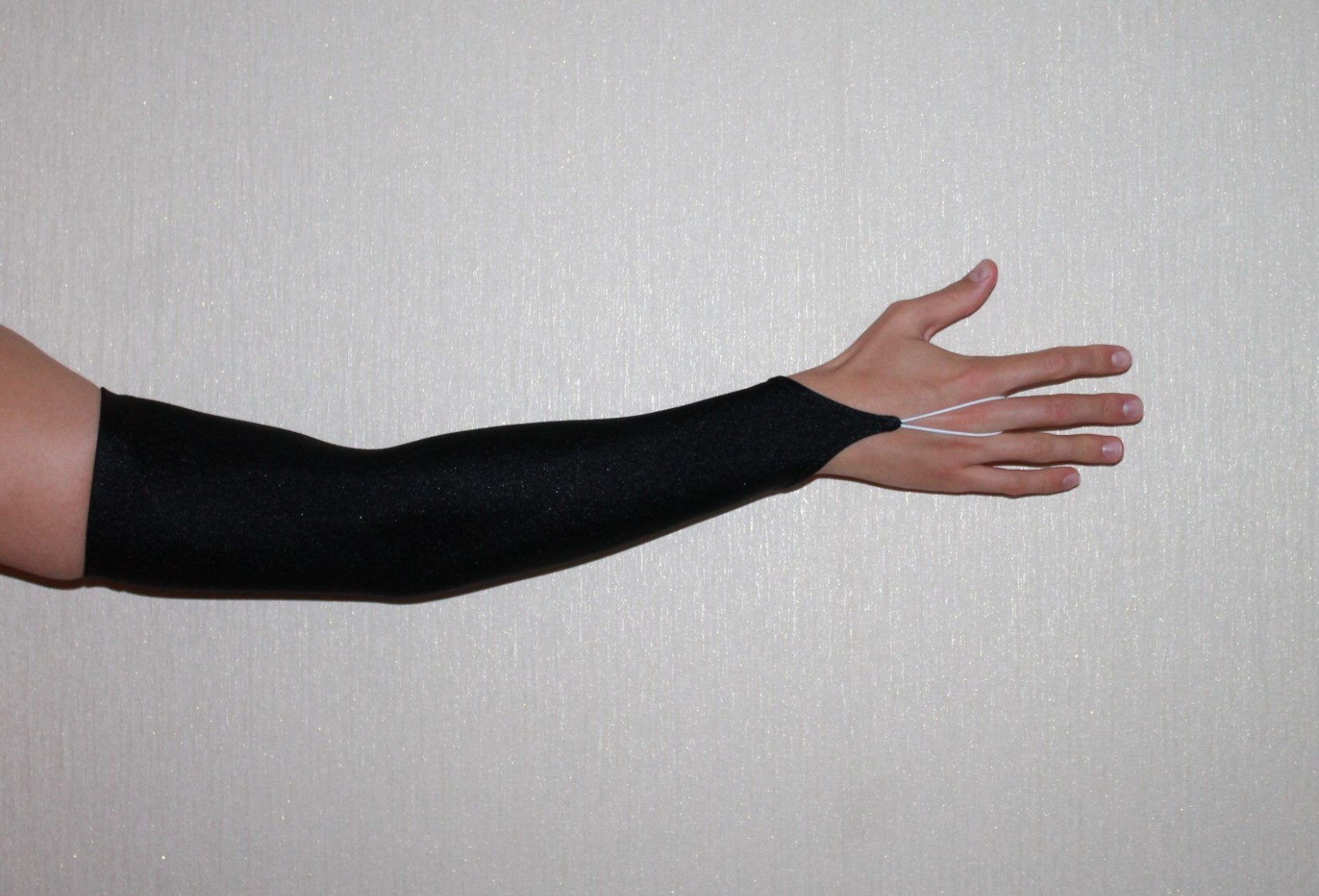 Women Thong One-piece Leotard 210-07 „Web“ and Mitts Black Spandex Size S