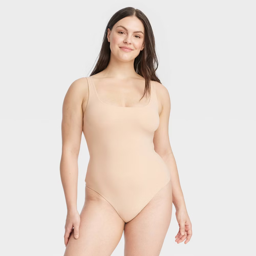Women’s 4-Way Stretch Tank Bodysuit – Auden Beige M: Nylon Spandex Blend,