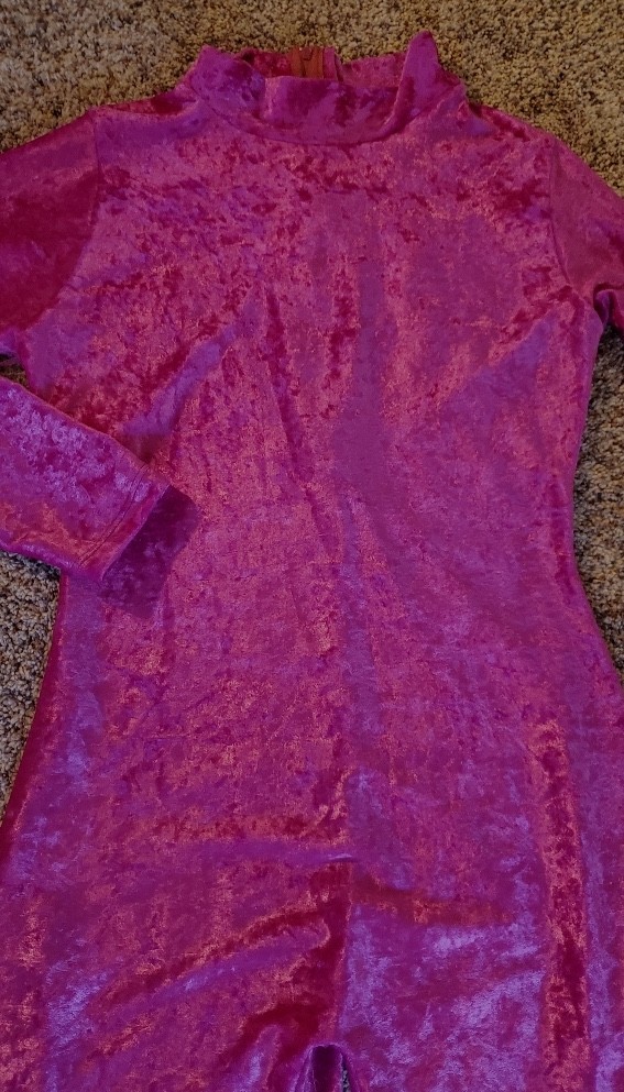 Vtg 80s 90s Jumpsuit CRUSHED VELVET Catsuit Jazzercise Dance Unitard Leotard, L