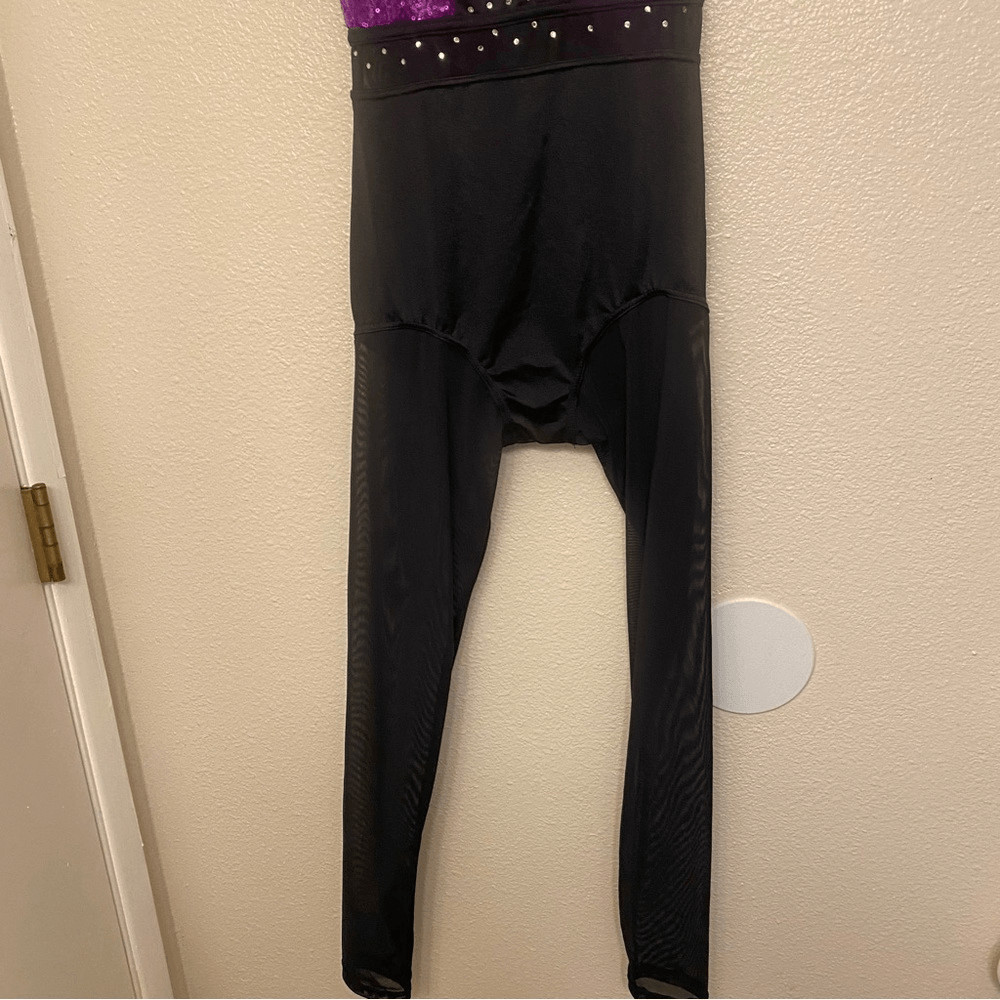 WEISSMAN Dance Costume unitard black purple Cold Heart Snake jazz acro 14693 SA